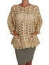 Dolce & Gabbana Beige Cardigan Crochet Knitted Raffia Sweater